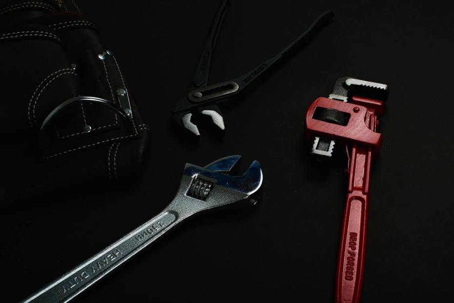 close up of wrench and tools